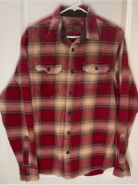 Orvis 100% Cotton Plaid Shirt Jacket with Hand Warmer Pockets Size M